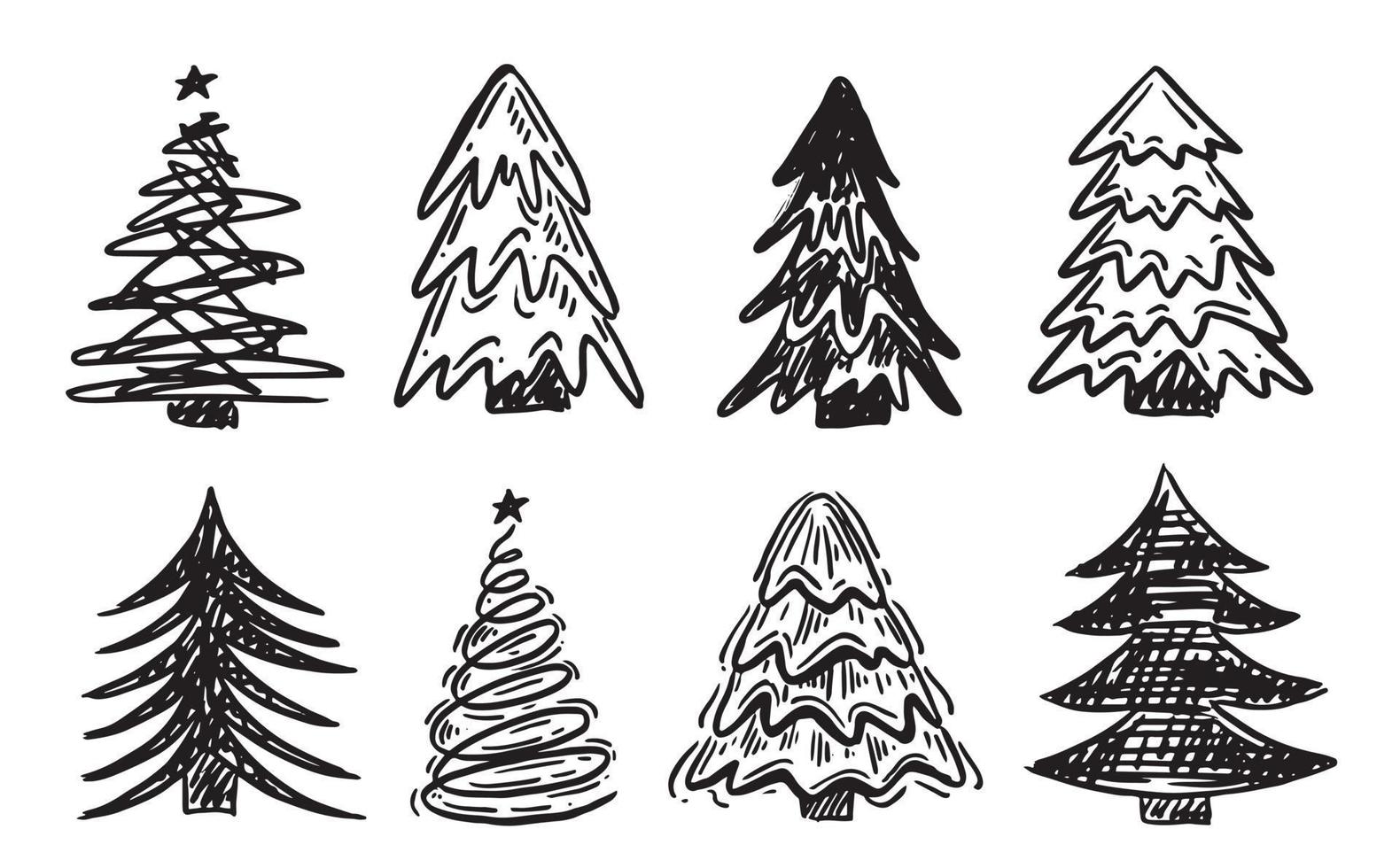 Christmas tree pattern, Hand drawn illustrations. vector