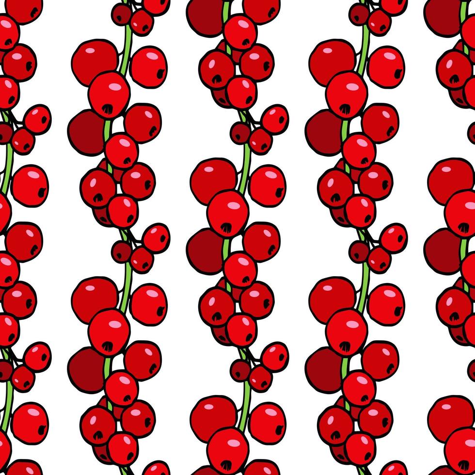 Seamless pattern with red currant on white background. Vector image.