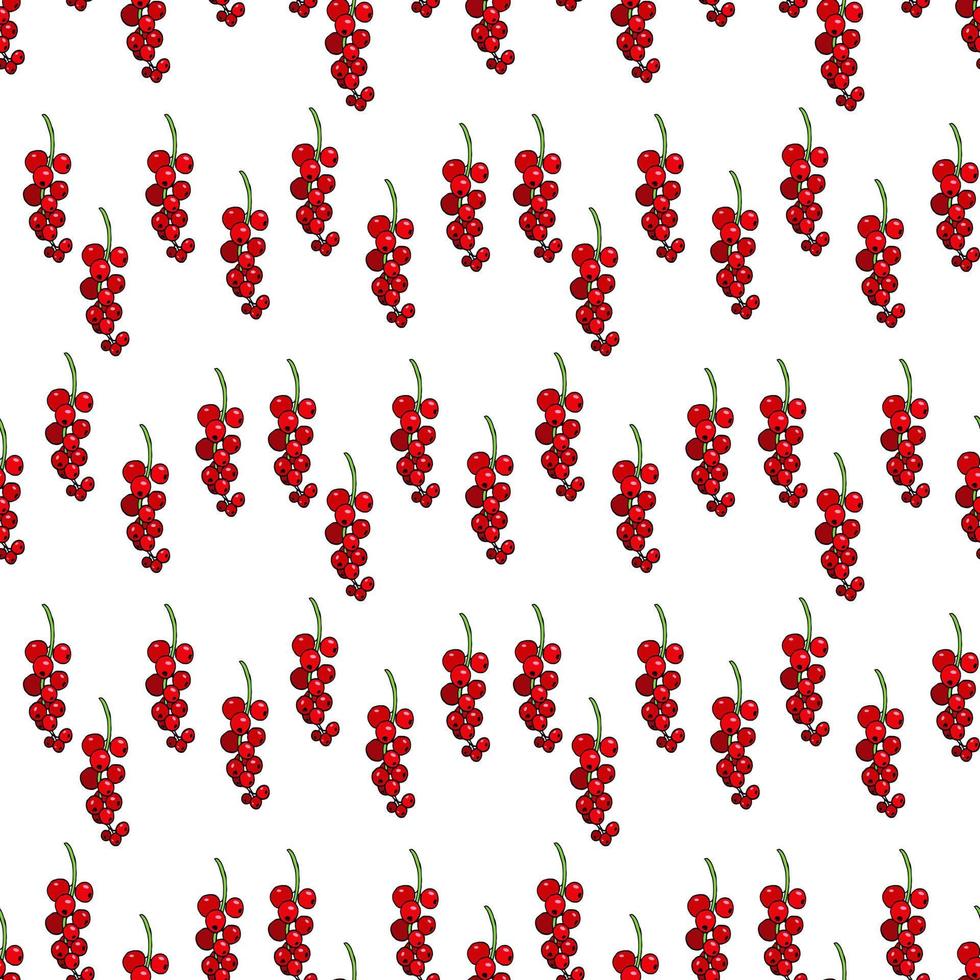 Seamless pattern with simple red currant on white background. Vector image.