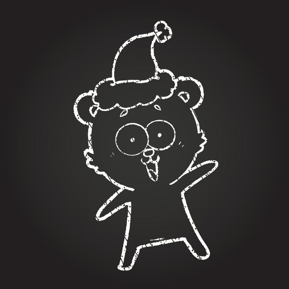 Christmas Teddy Chalk Drawing vector