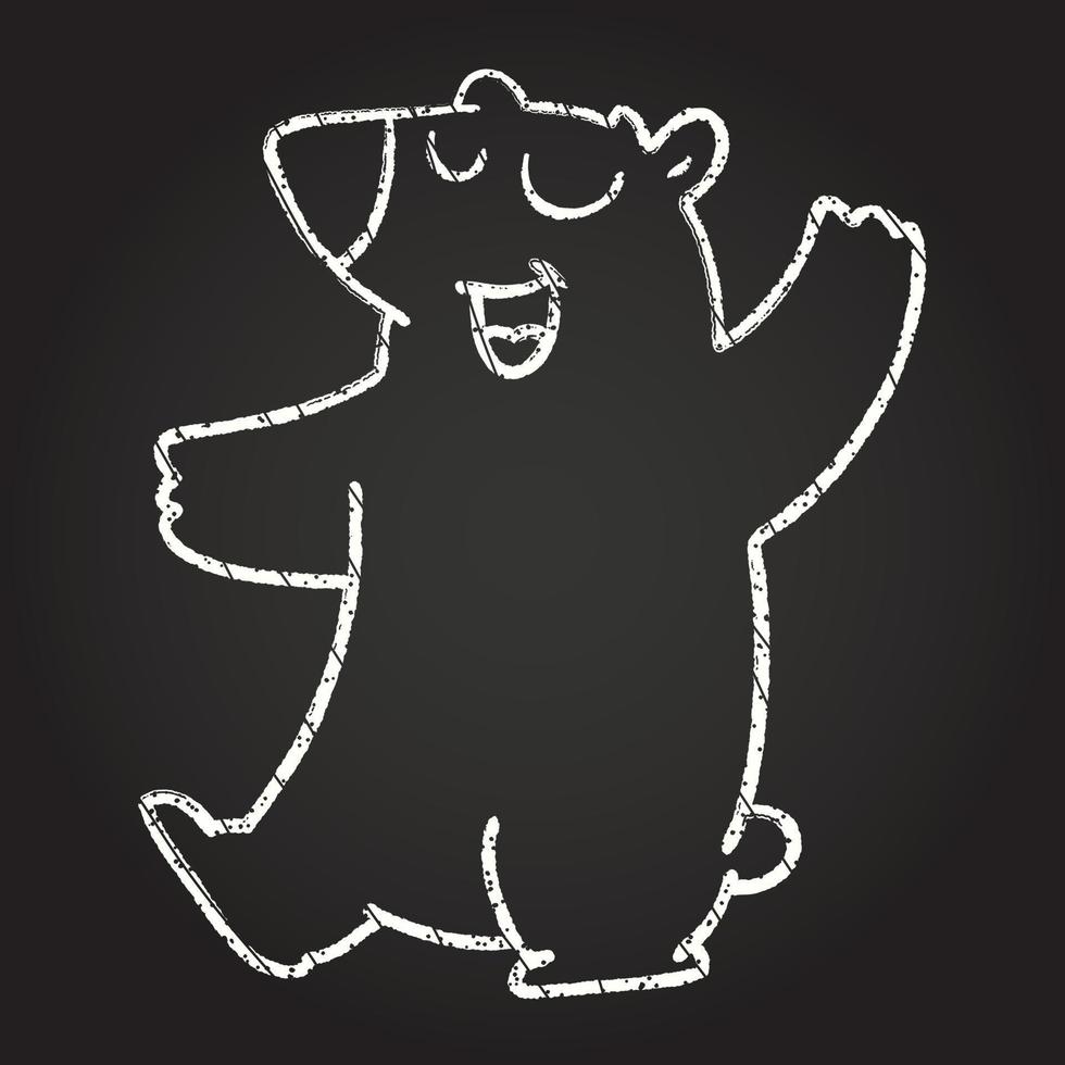 dibujo de tiza de oso feliz vector