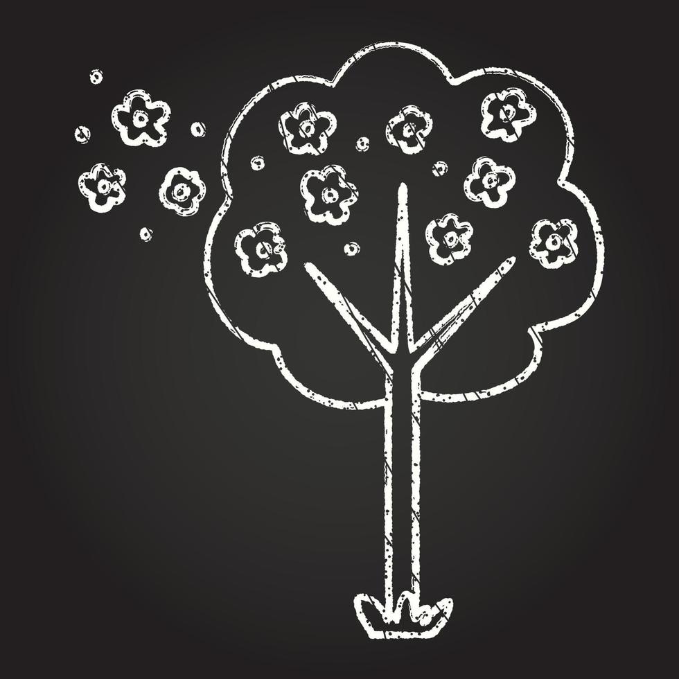 dibujo de tiza de árbol en flor vector