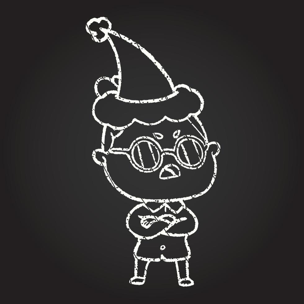 Annoyed Festive Person Chalk Drawing vector