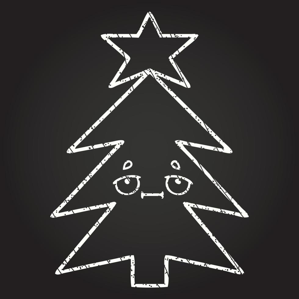 dibujo de tiza del árbol de navidad vector