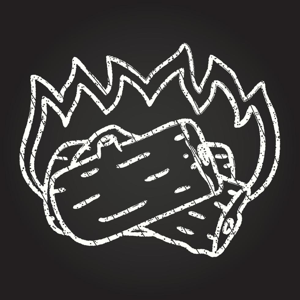 Burning Logs Chalk Drawing vector