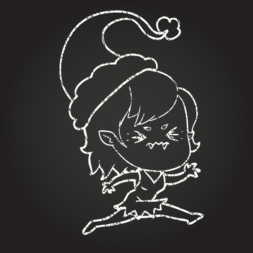 Christmas Elf Chalk Drawing vector