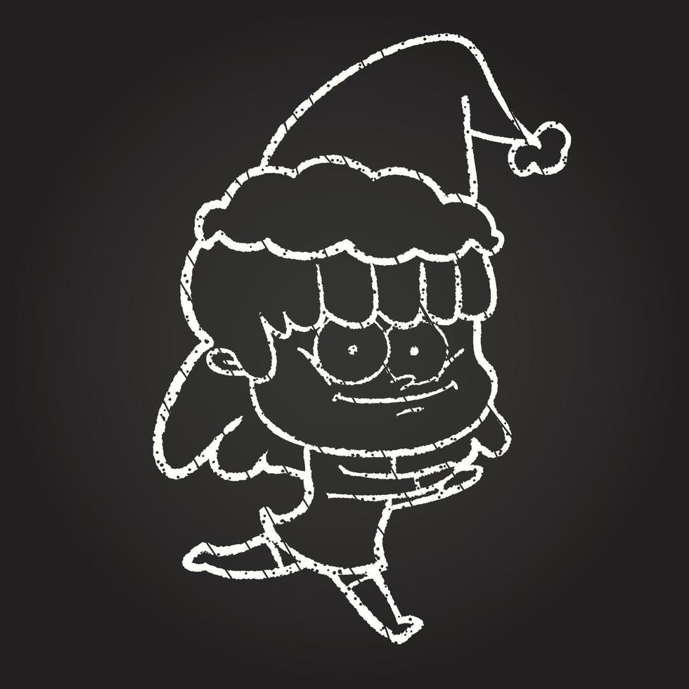 Christmas Woman Chalk Drawing vector