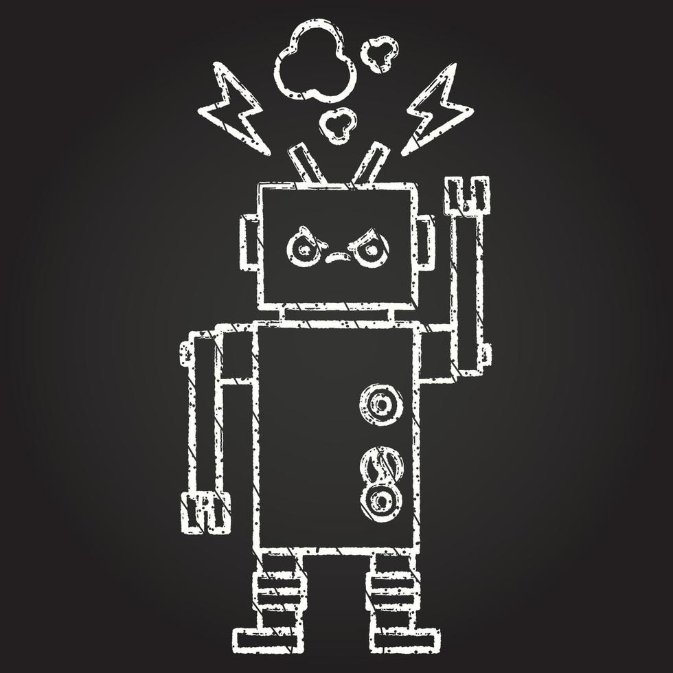 Waving Robot Chalk Drawing vector