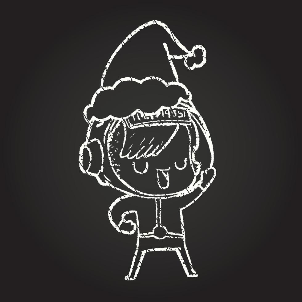 Christmas Astronaut Chalk Drawing vector