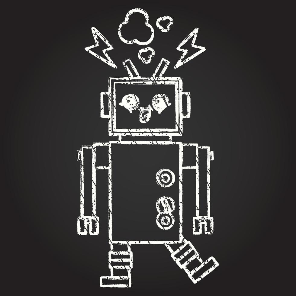 dibujo de tiza de robot vector