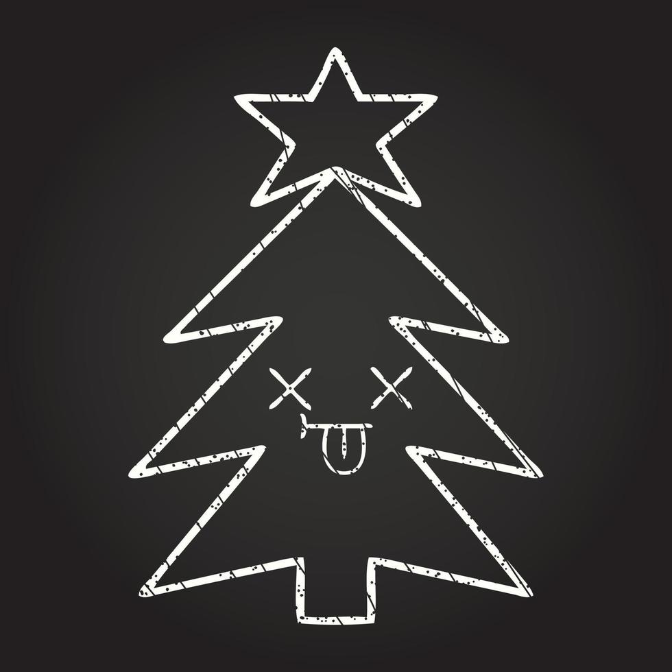 dibujo de tiza del árbol de navidad vector