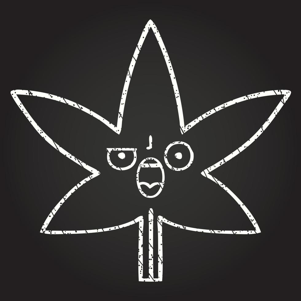 Annoyed Leaf Chalk Drawing vector