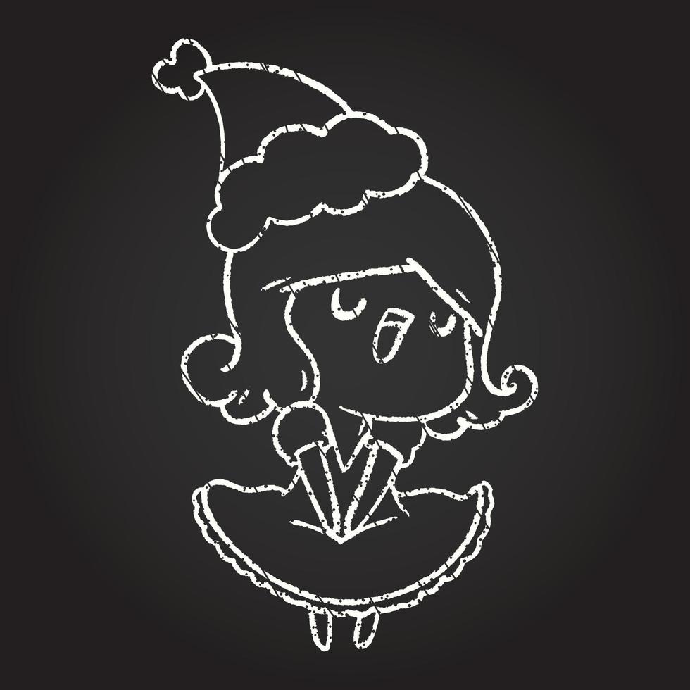 Festive Woman Singing Chalk Drawing vector