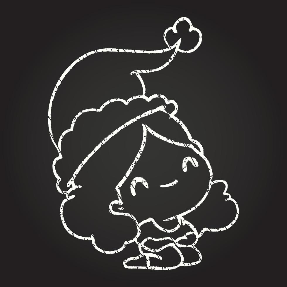Christmas Woman Chalk Drawing vector