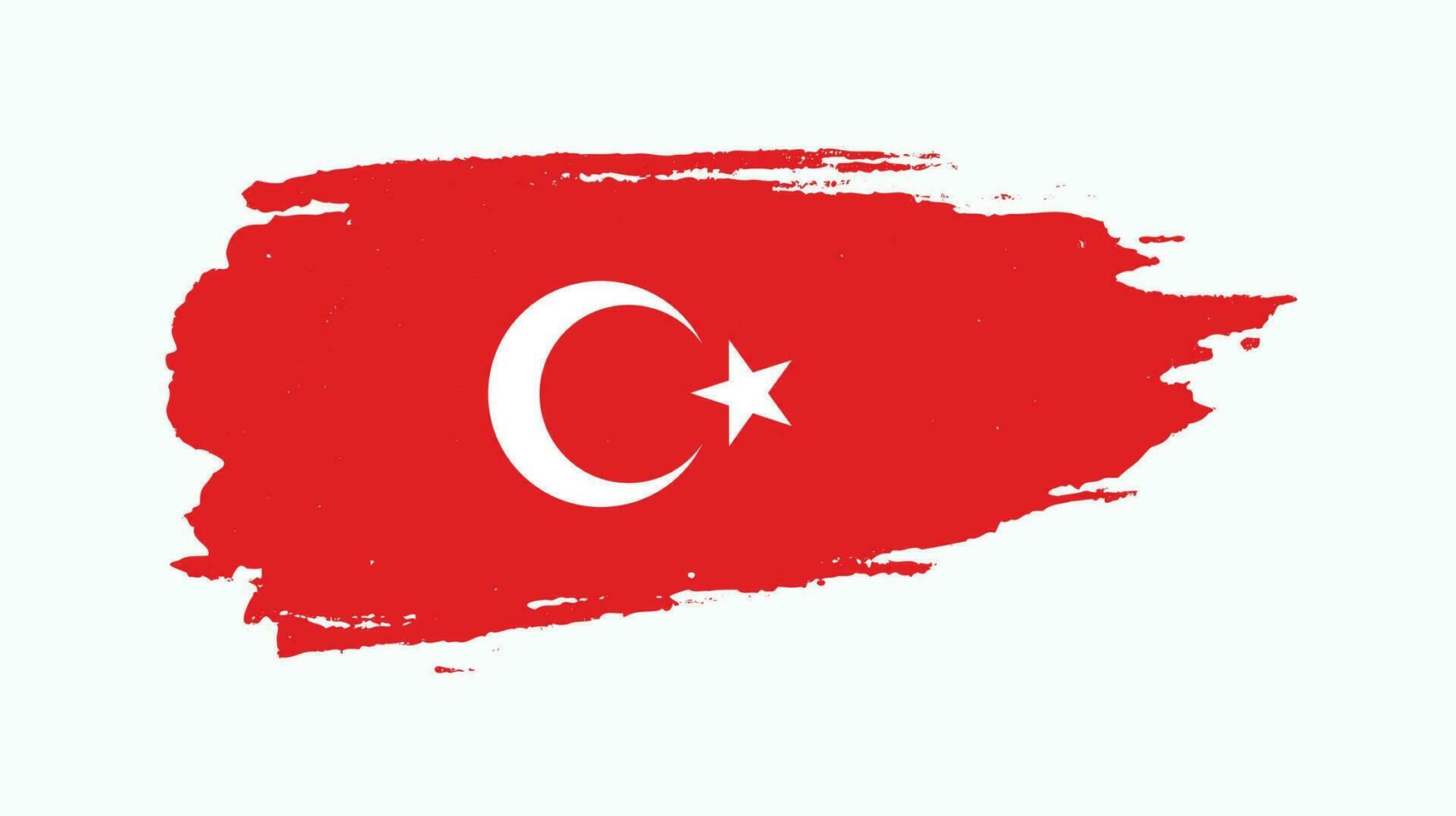 Brush effect Turkey grunge texture flag vector