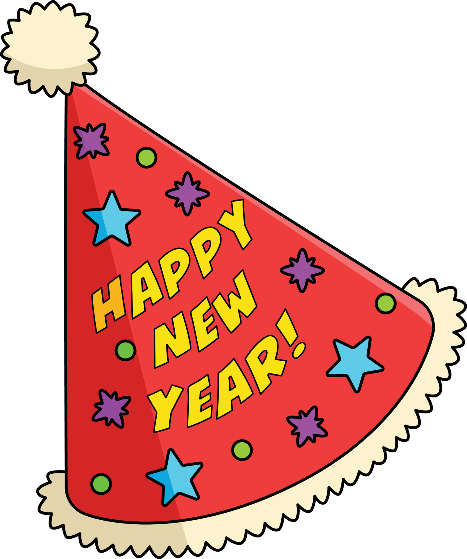 New Years Eve Party Hat Cartoon Colored Clipart 13117833 Vector Art at  Vecteezy