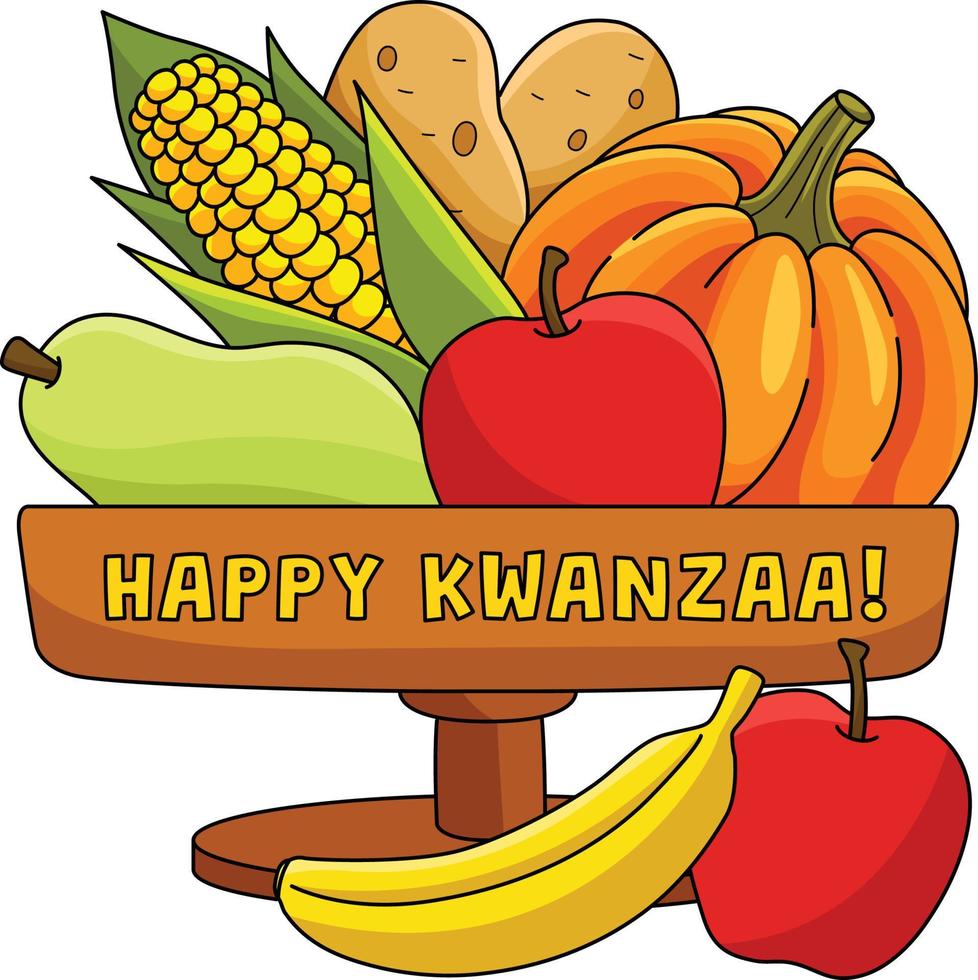 feliz kwanzaa mazao dibujos animados clipart de colores vector