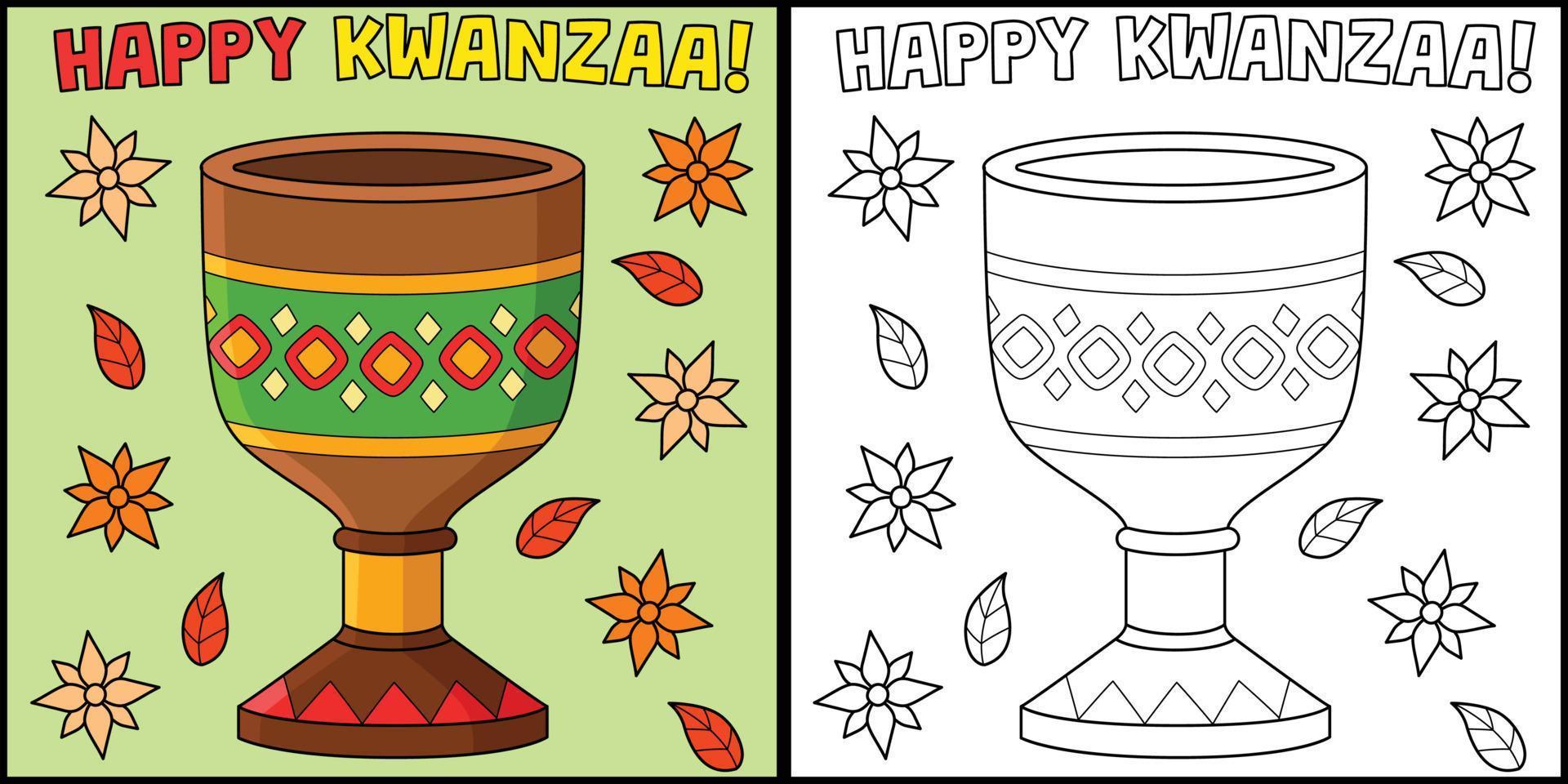 Kwanzaa Unity Cup Coloring Page Illustration vector