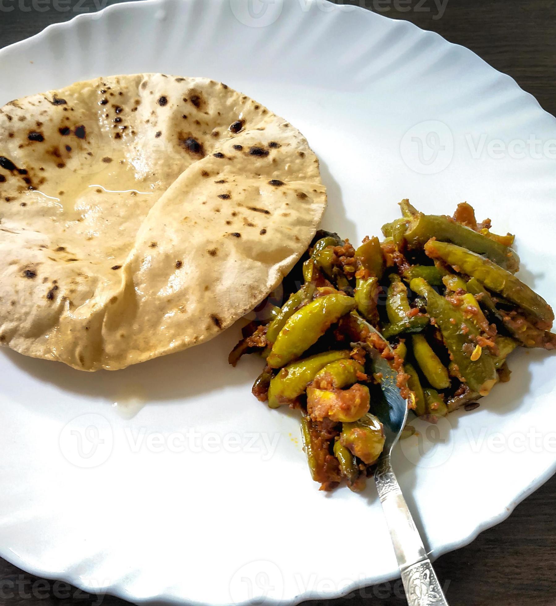 Indian Vegetable parwal Curry and Chapati Homemade chapati Indian bread
