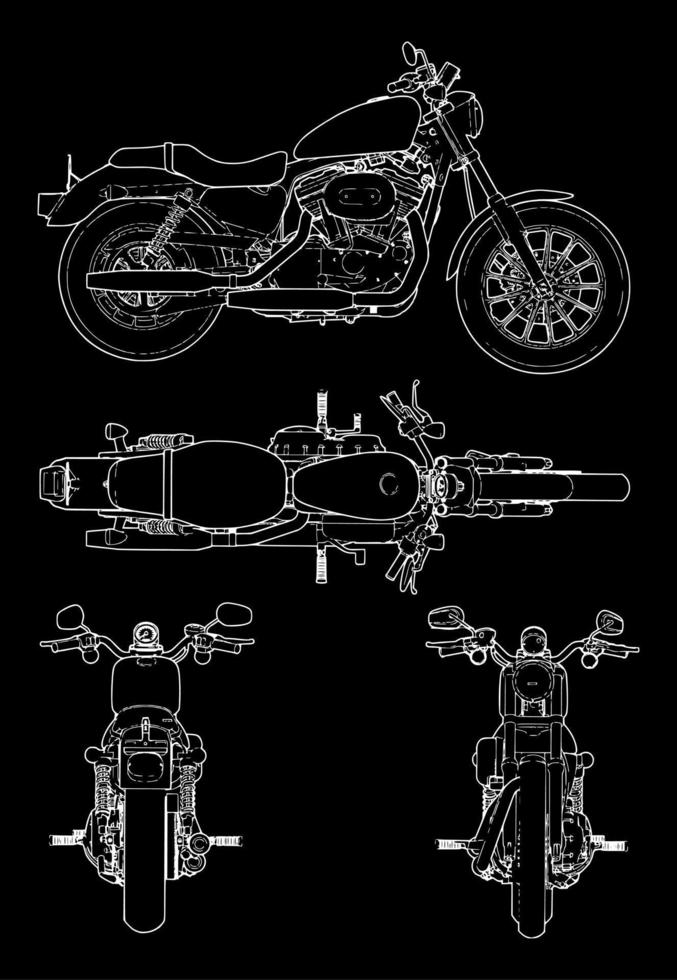 Harley-Davidson XLH 53C blueprint vector