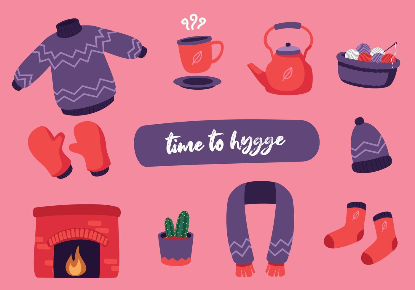 It Is Time To Hygge Simple Element Collection Set vector