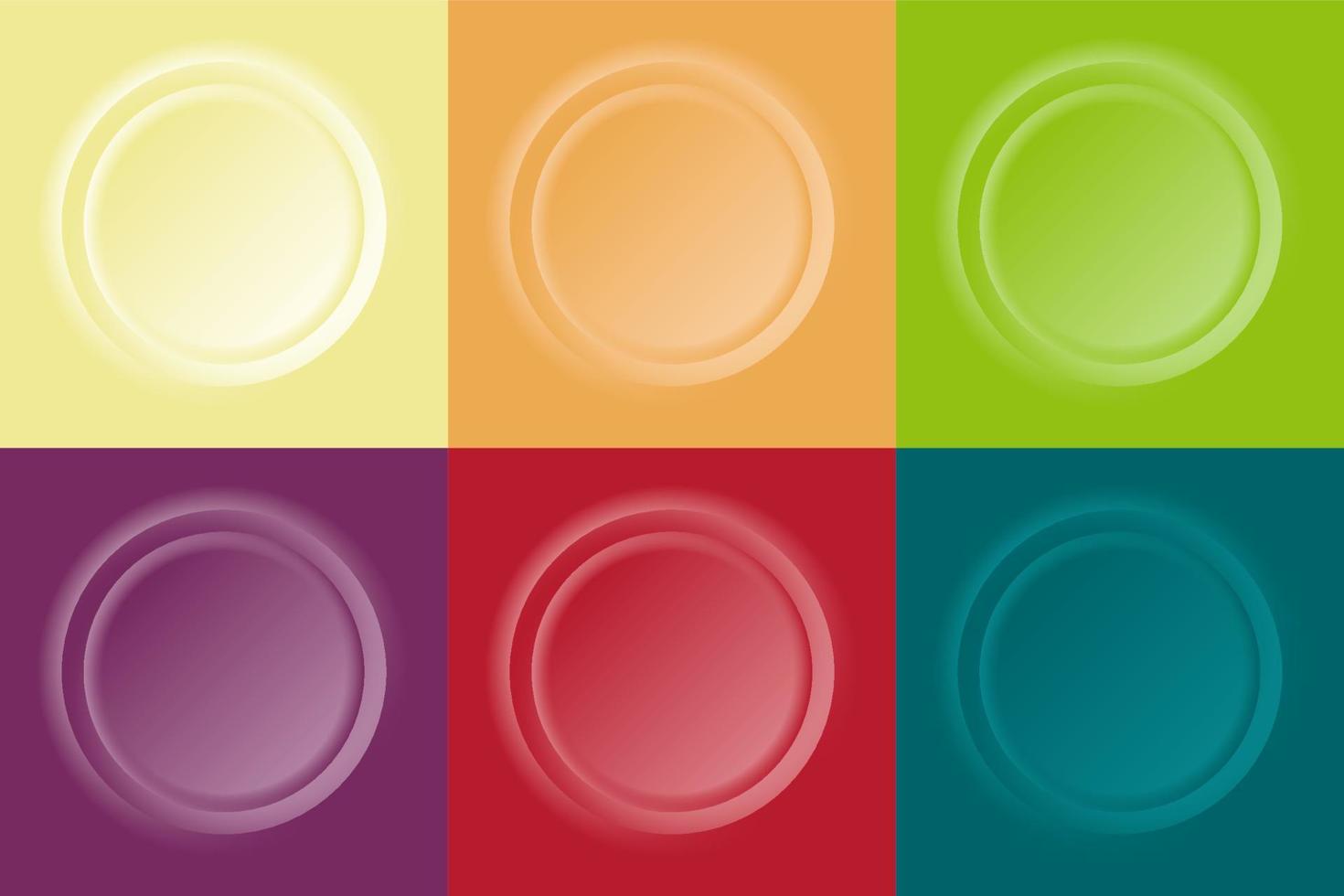 Set of 3D colorful circles embossed elements background paper cut style vector