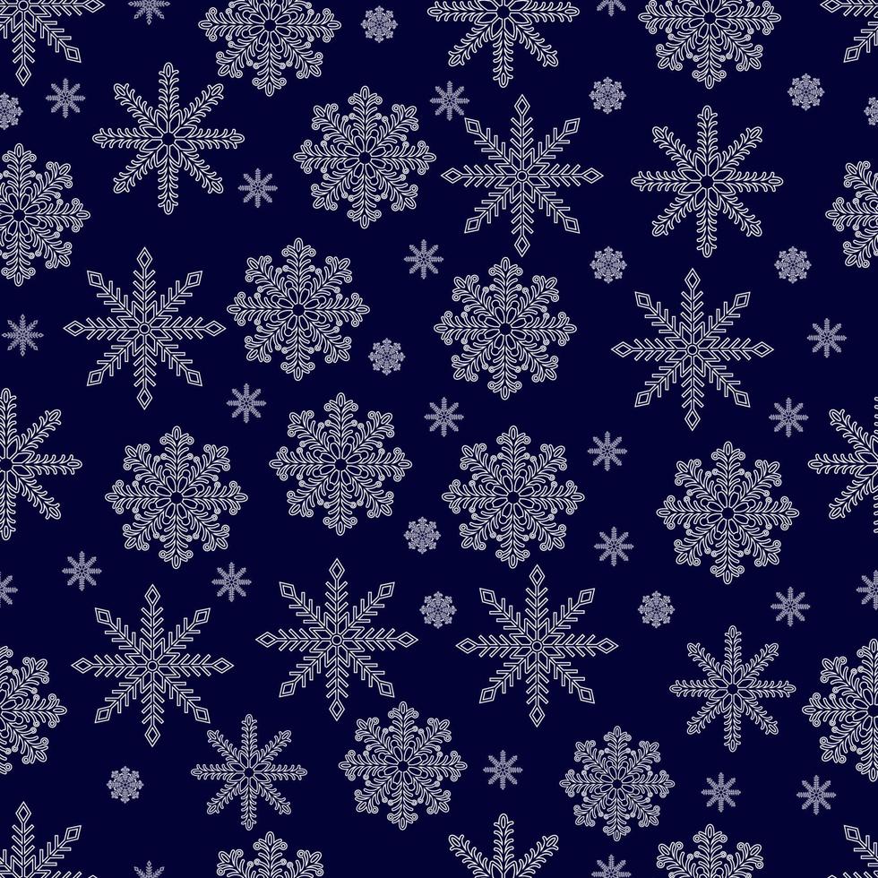 seamless winter pattern of white snowflakes vector