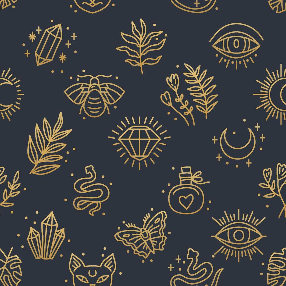Elegant celestial seamless pattern with boho elements vector