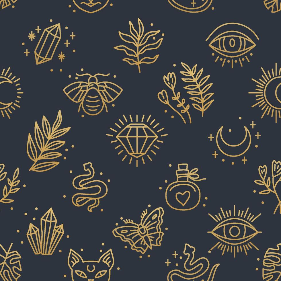 Elegant celestial seamless pattern with boho elements vector