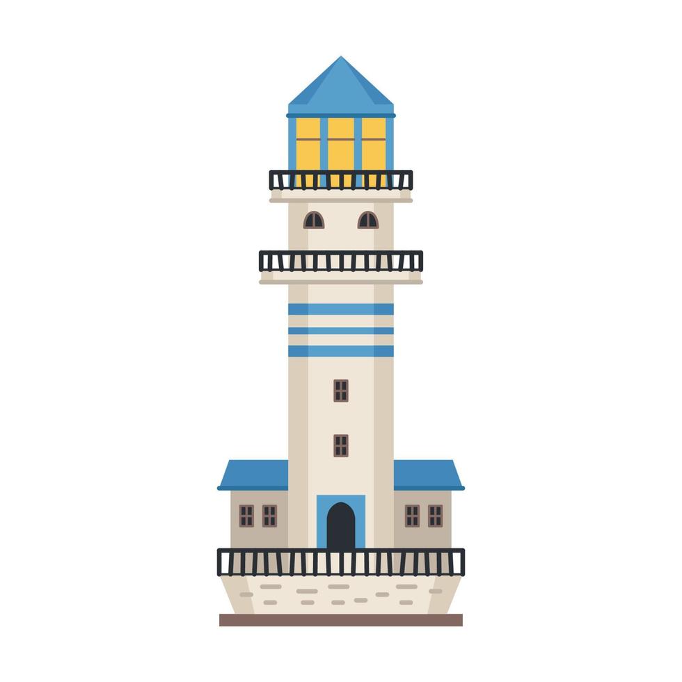 icono de faro detallado de mar aislado en blanco - vector. torre de baliza vector