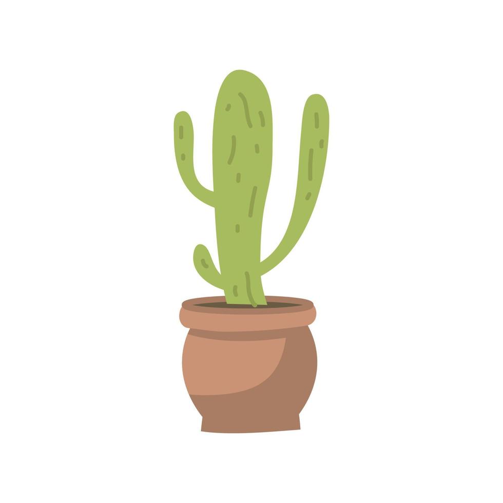 cute cacti and succulent in pot on white background. Vector illustration.