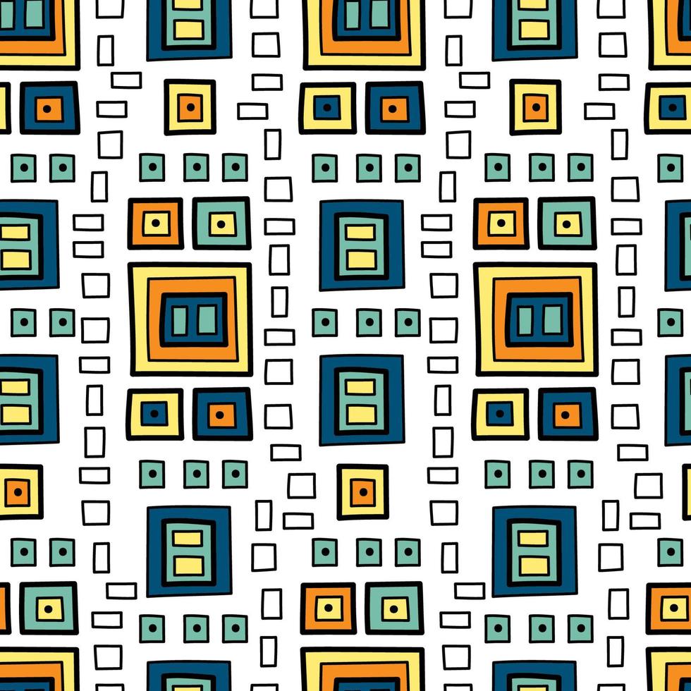 Square abstract vector ethnic art. Decorative romb ornamental seamless pattern