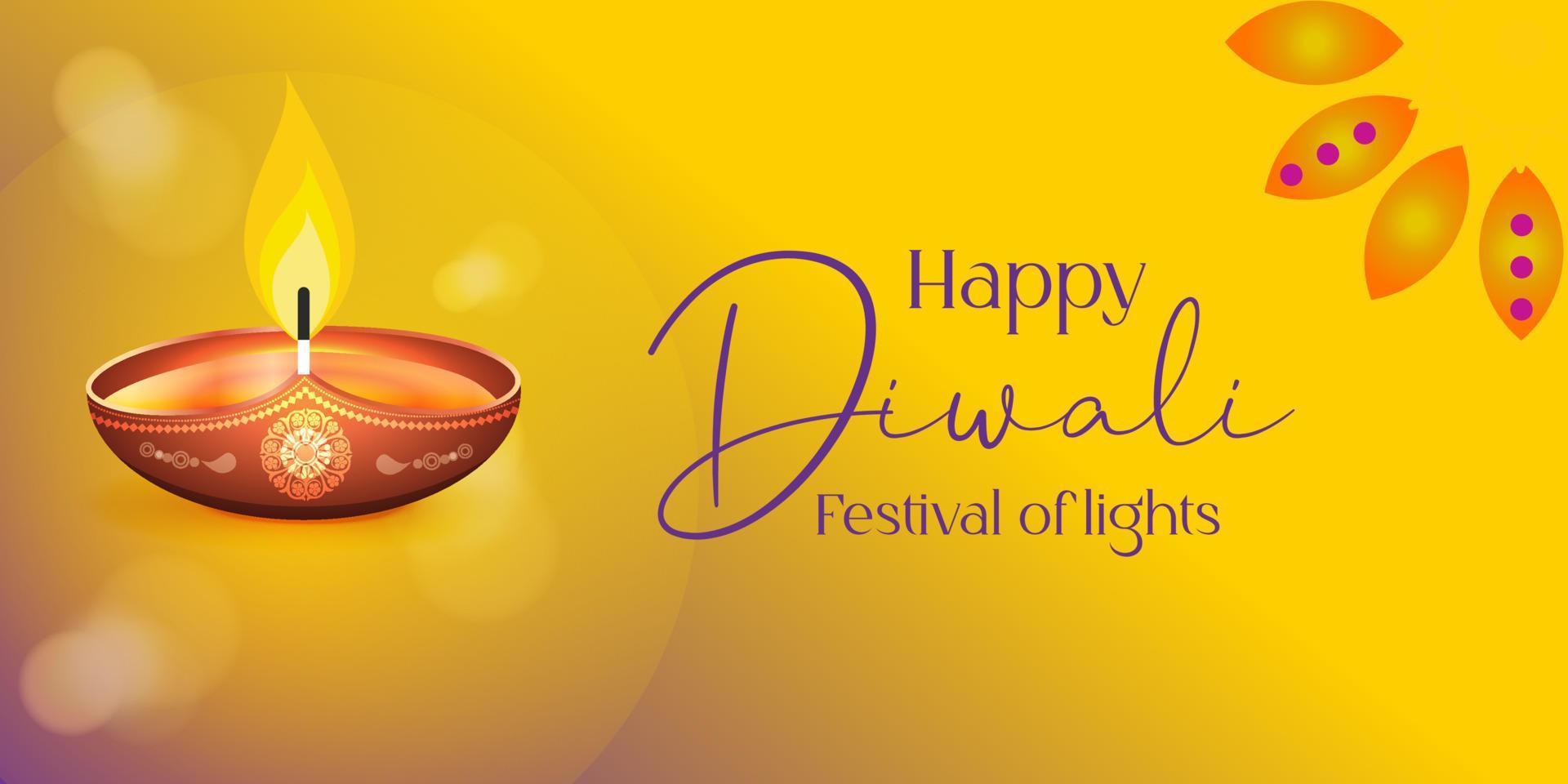 Indian festival Happy Diwali with Diwali props, holiday Background, Diwali celebration greeting card, vector illustration.