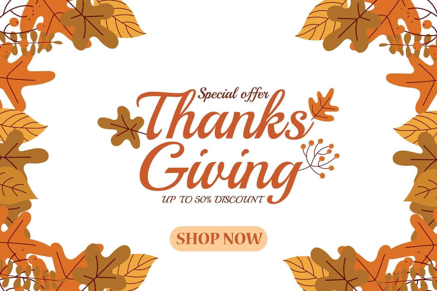 Thanks giving day with leaves, Special offer. vector