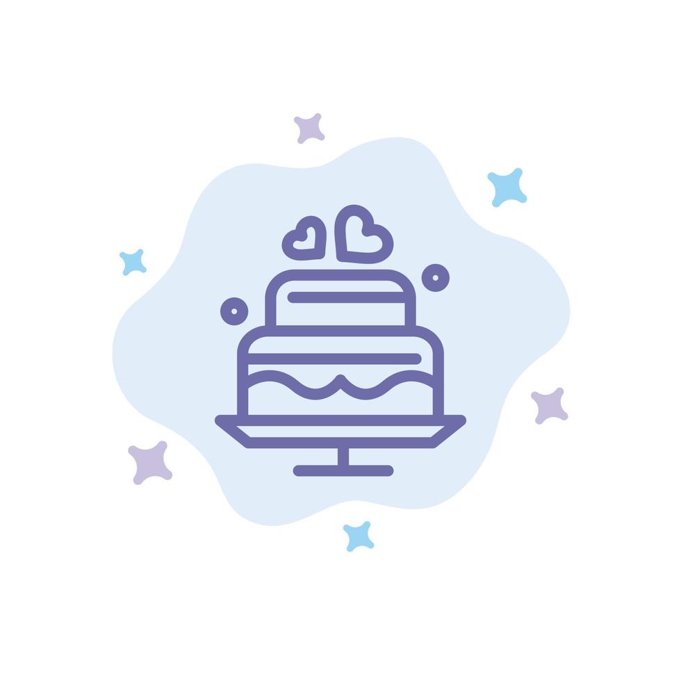 Cake Love Heart Wedding Blue Icon on Abstract Cloud Background vector