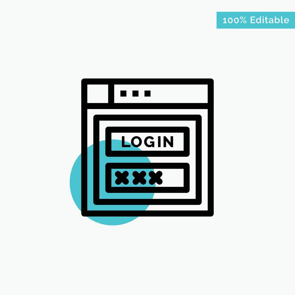 Internet Password Shield Web Security turquoise highlight circle point Vector icon