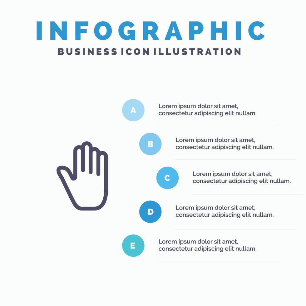 Body Language Gestures Hand Interface Line icon with 5 steps presentation infographics Background vector