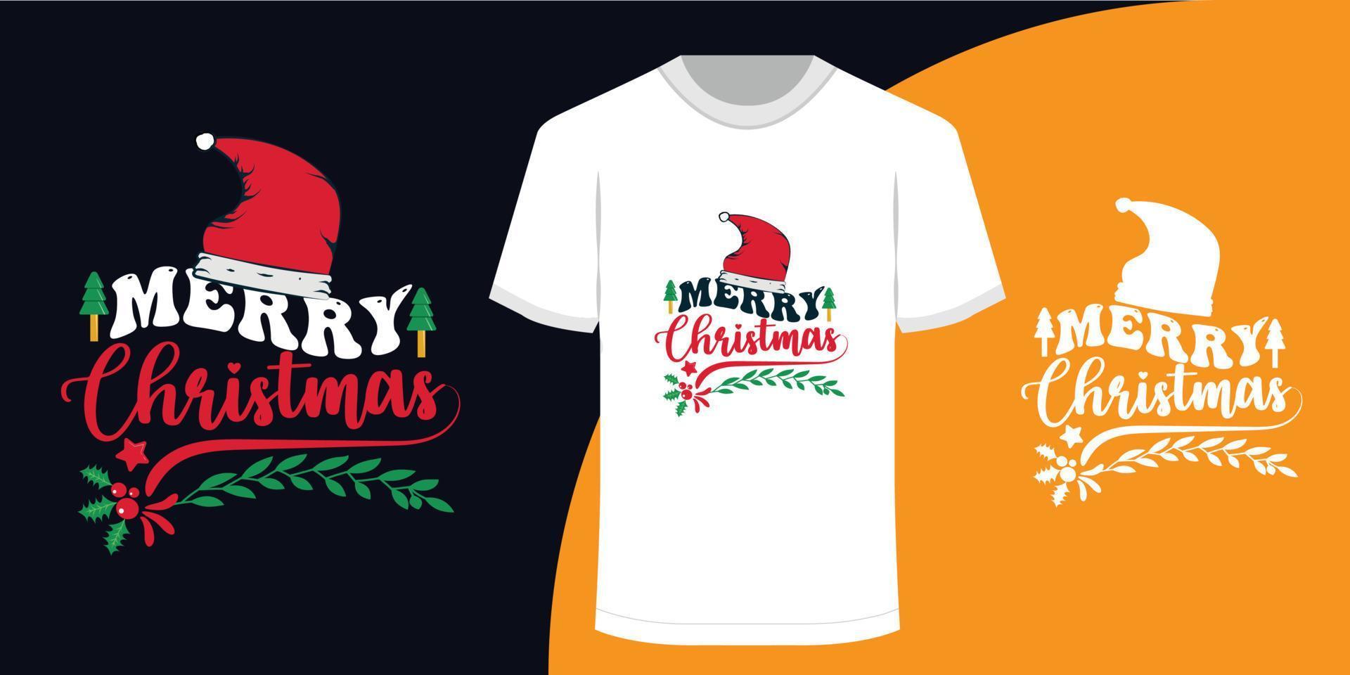 feliz navidad cartel de navidad y diseño de camiseta vector