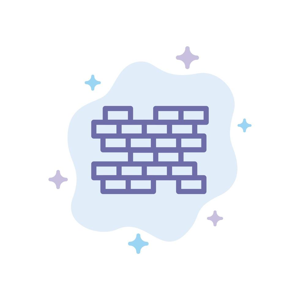 Brick Bricks Wall Blue Icon on Abstract Cloud Background vector