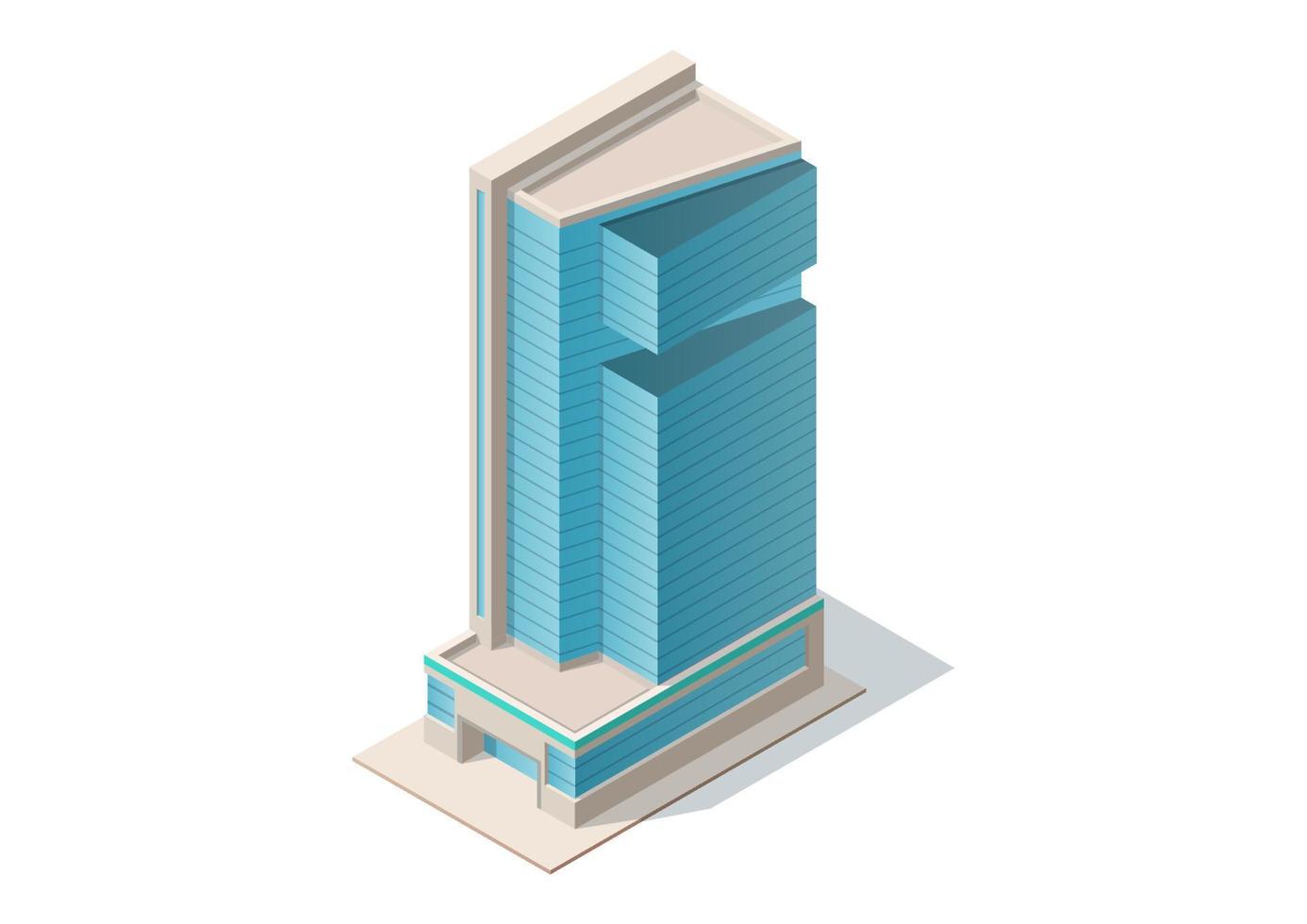 edificio de rascacielos moderno isométrico vector