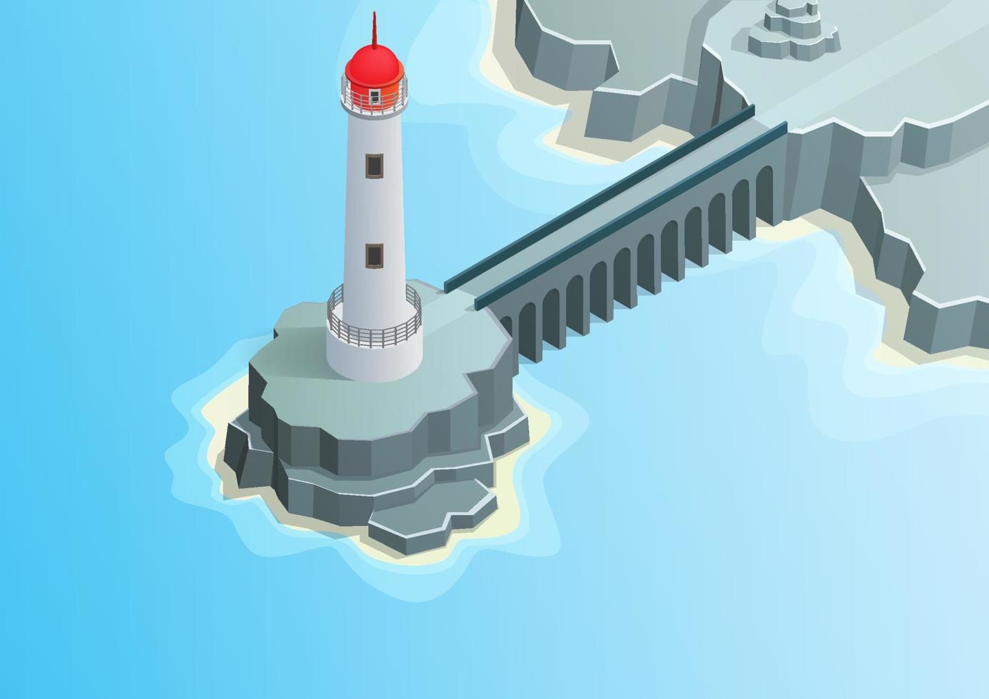 isometric beacon on the rock island vector