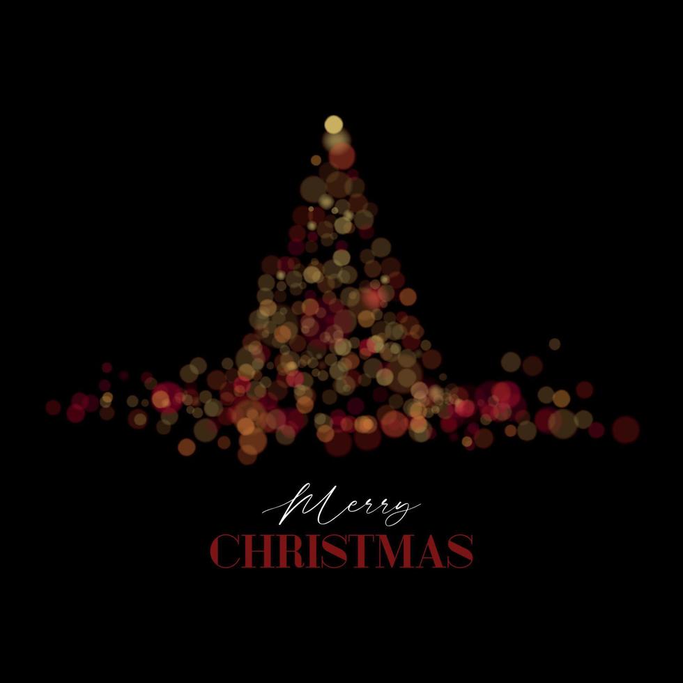 An Abstract Shining Christmas Tree Made Up of Shiny Golden Lights, Sparkling Stars, and Bokeh Effects. Vector Template for Cards and Backgrounds