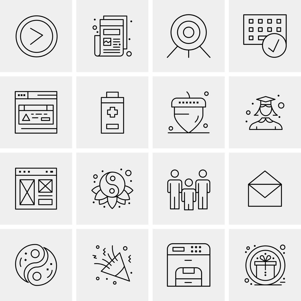 16 iconos universales de negocios vector ilustración de icono creativo para usar en proyectos relacionados con la web y dispositivos móviles