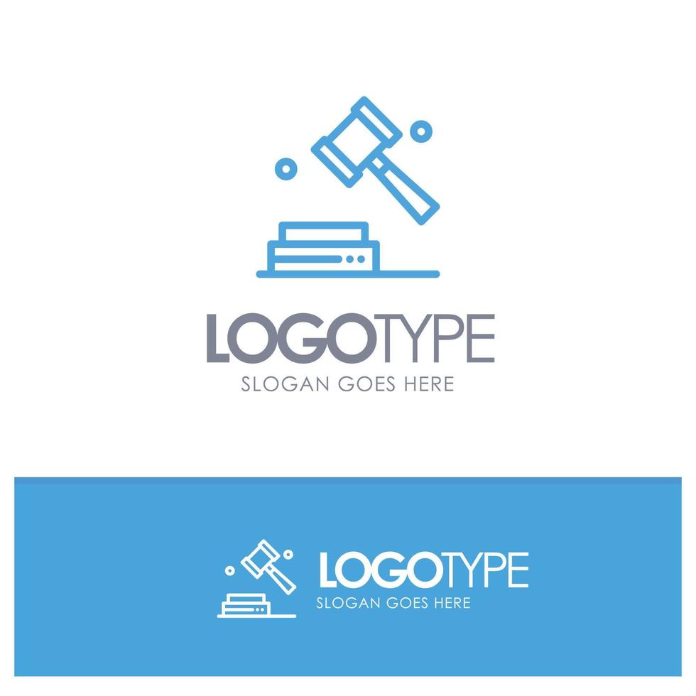 logotipo de contorno azul de la ley digital de derechos de autor de negocios con lugar para el eslogan vector