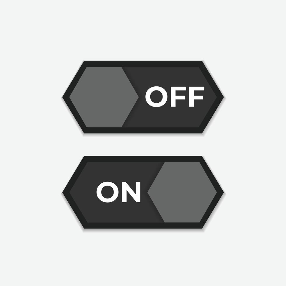 Off  And On Button Switch Color Black Hexagon Design vector