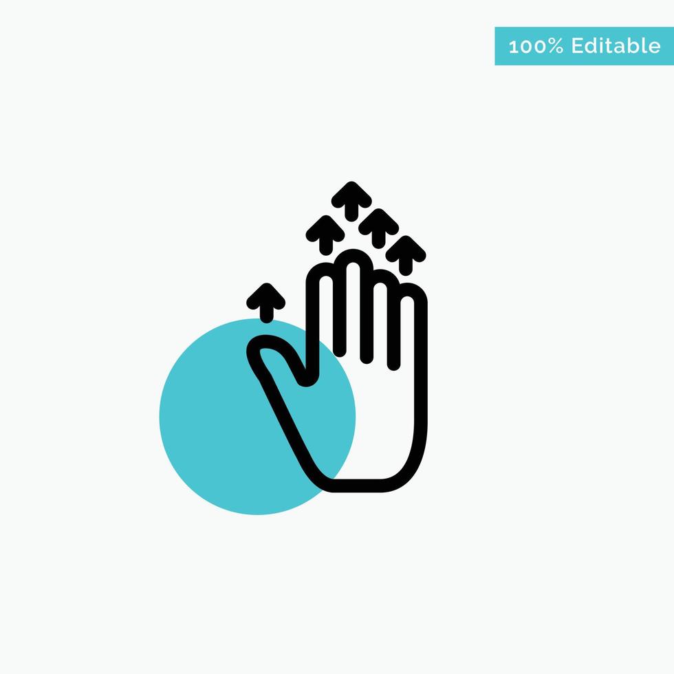 Gesture Hand arrow Up turquoise highlight circle point Vector icon