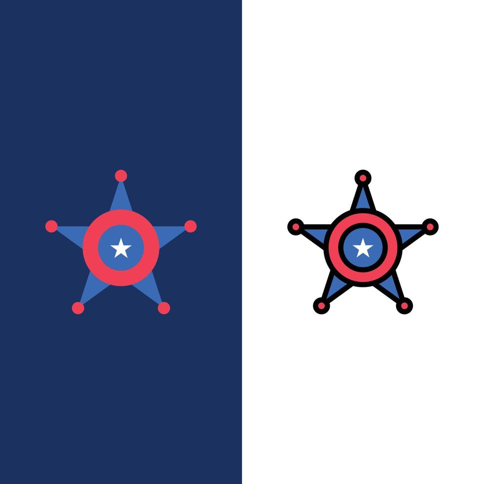 Men Police Star Usa  Icons Flat and Line Filled Icon Set Vector Blue Background