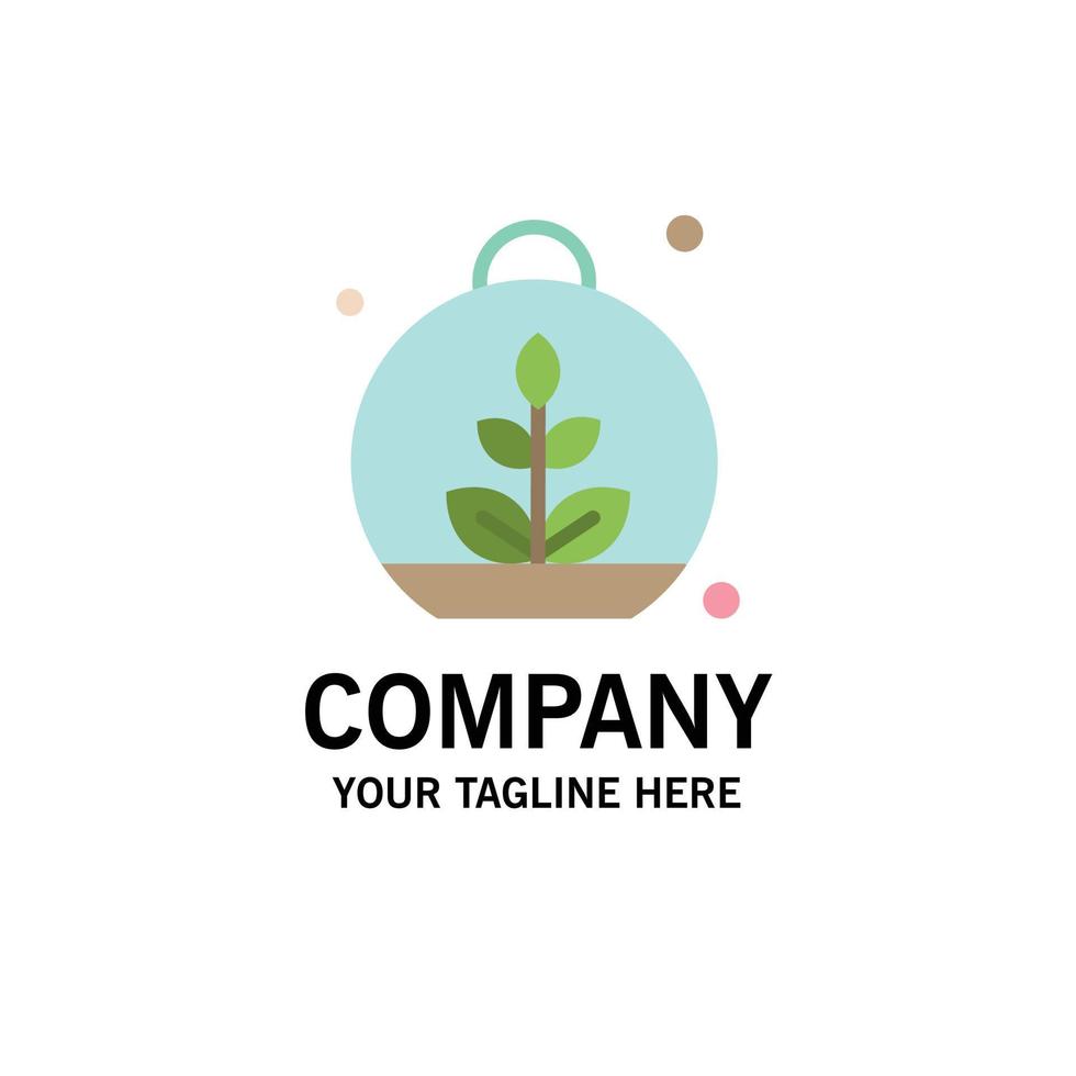 Growing Leaf Plant Spring Business Logo Template Flat Color vector