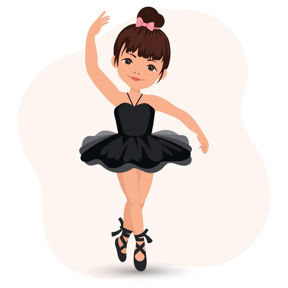 niña linda bailando bailarina con vestido y zapatos de punta. ilustración, vectorial vector
