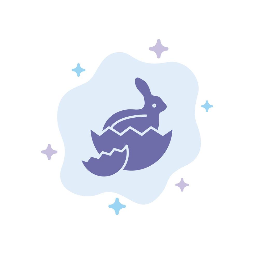 conejo pascua bebé naturaleza icono azul sobre fondo de nube abstracta vector